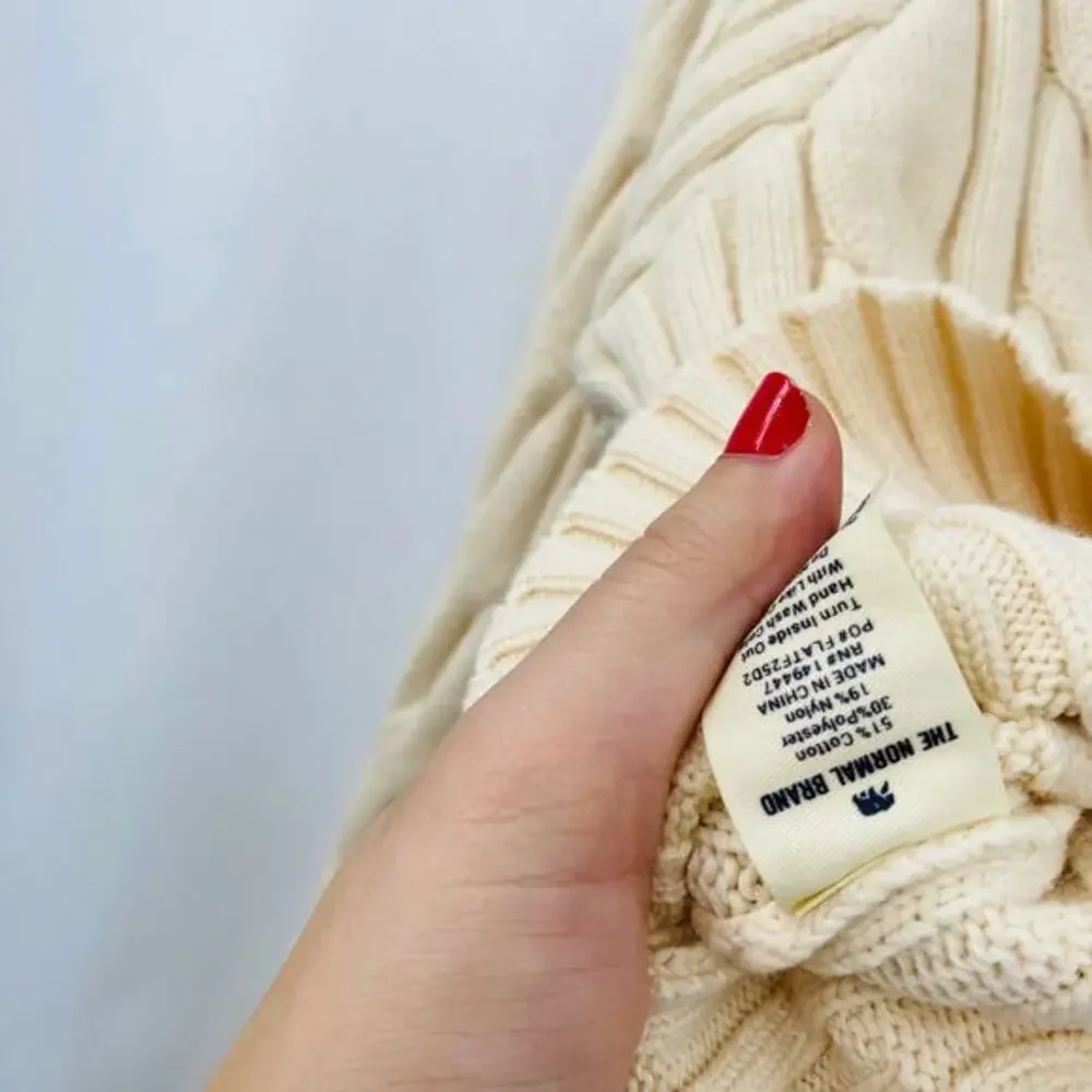 The Normal brand Cream Cable‎ Knit Quarter Zip Sweater